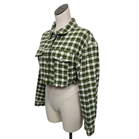 Urban Outfitters BDG Carissa Flannel Cropped Shirt Jacket Size‎ Small in Green - Picture 7 of 10
